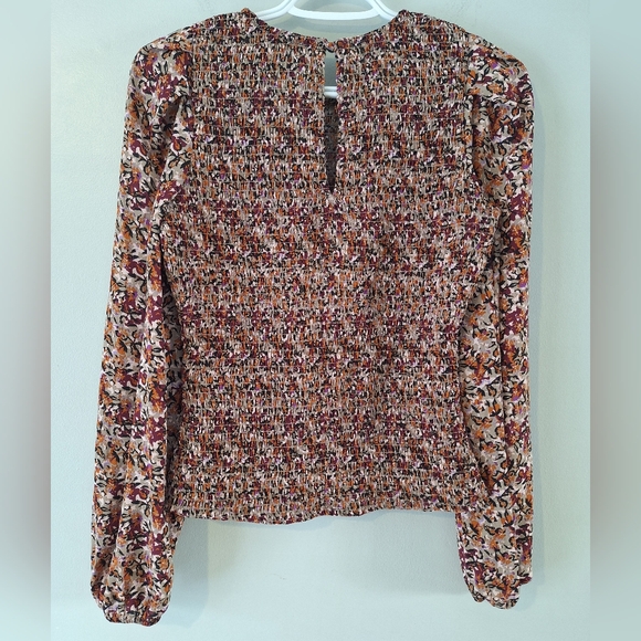 EVEREVE Margaret Floral Smocked Blouse Sz Small - Picture 5 of 13